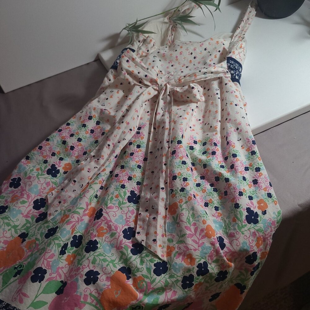Red Camel Floral Sundress with Navy Waistband – Size 3 - Picture 4 of 9